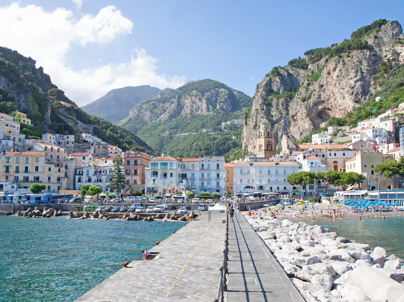 AMALFI, ITALY - JUNE 21,2013: Amalfi is the main town of the coast on which it is located, the Costiera Amalfitana,  and is today an important tourist destination. Amalfi is included in the UNESCO World Heritage Sites.